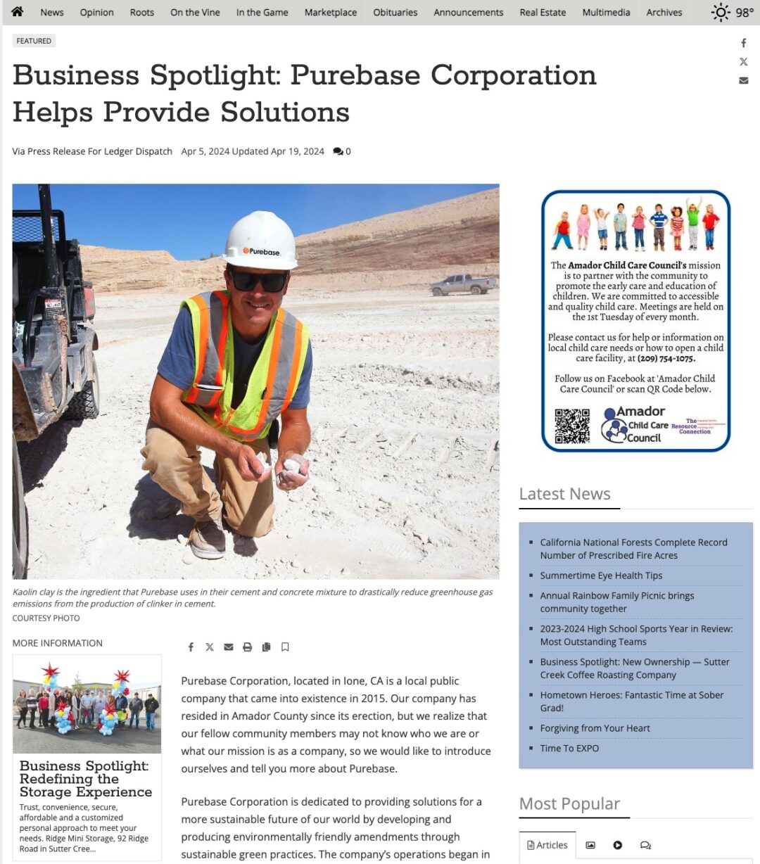 Purebase featured in a business spotlight in the Ledger Dispatch Purebase